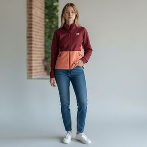 The North Face  Full Zip Jacket Burgundy/ Coral Size Small